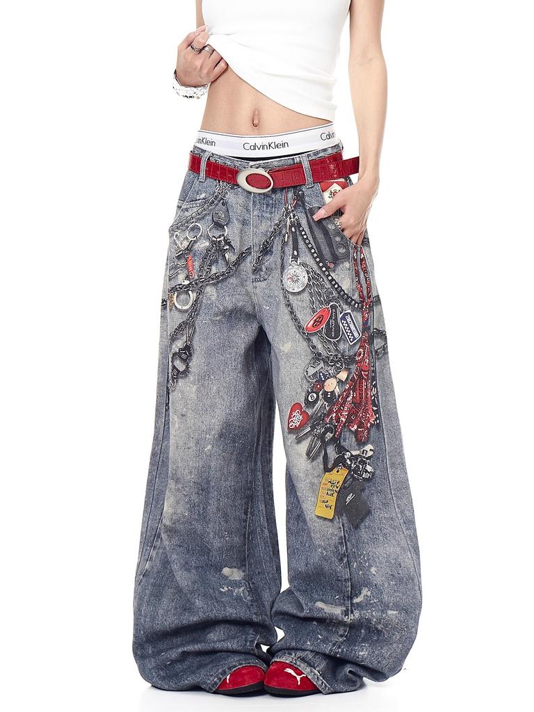 Unisex High Waist Barrel Jeans Loose Fit Streetwear Wide Leg Jeans Vintage American Zip Fly Stretch Denim Trousers