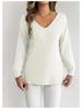 Spring & Autumn Casual Striped V-Neck Long-Sleeve Top for Women - Loose Fit, Large Sizes