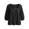 Womens Square Neck Long Sleeve Button Front Loose Fit Blouse Casual Lightweight Pullover Top for Daily Wear