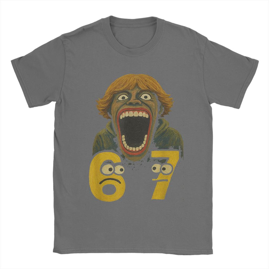 Awesome 67 Six Seven 6 7 Meme Funny T-Shirt Men Round Collar T Shirt Gen-Alpha Slang Short Sleeve Tees Graphic Printed Clothing