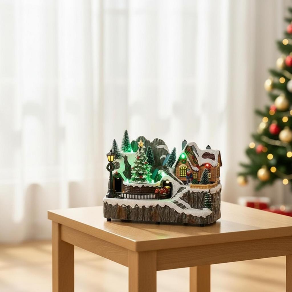 Light up Village House Ornament Multicolor Tabletop Decoration Decorative