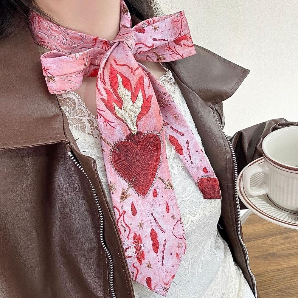 Heart Neck Tie Cherry Shirt Neckties Simple Y2K Neckties  Men