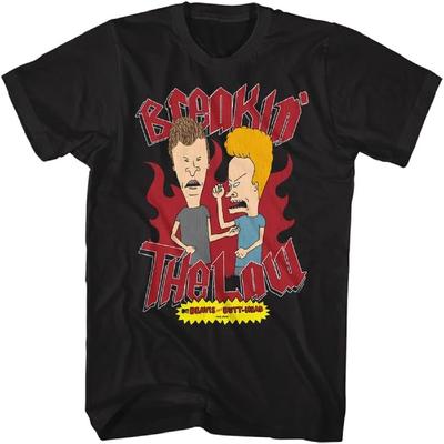 MTV Beavis and Butthead 90s TV Beavis and Butt Head Breakin The Law Adult Short Sleeve T-Shirts Graphic Tees