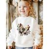 Kids Crewneck Sweatshirt, Floral Butterfly Print,Spring Autumn Casual Sport Tops