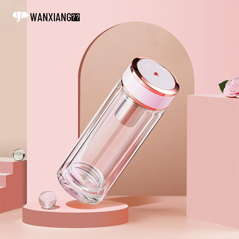 WANXIANG Double-Layer Portable Glass Tea Cup