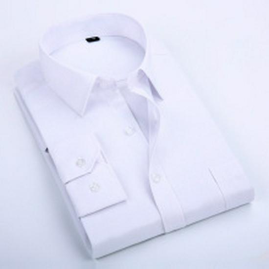 Men's White Long Sleeve Business Shirt - Spring/Autumn Formal Korean Style