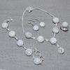 Rainbow Moonstone Round Gemstone Jewelry Set Gift Necklace Bracelet Ring Earring