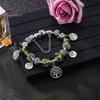 Glücksarmband, glasierter Lebensbaum, grüner Kunstkristall, Vintage, DIY, mehrere Charms, ethnischer Stil, pastoraler Armreif für Shopping, Arbeit, Party, Dating