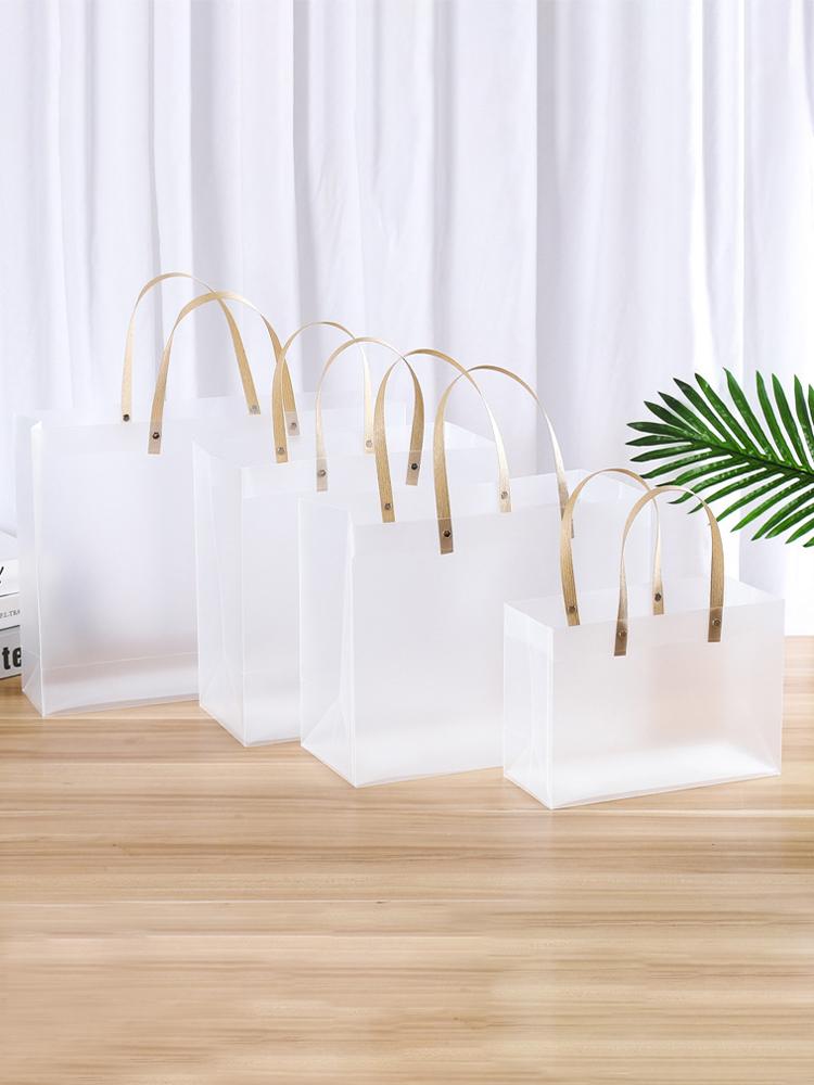 10/20Pcs Frosted Tote Bag Reusable Pvc Waterproof Transparent Companion Gift Wrapping Bag Festival Gift Carrying Bags Guest Gift