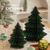Foldable Paper Holiday Tree Ornament 3D Honeycomb Christmas Tabletop Centerpiece for Home Party Seasonal Decor