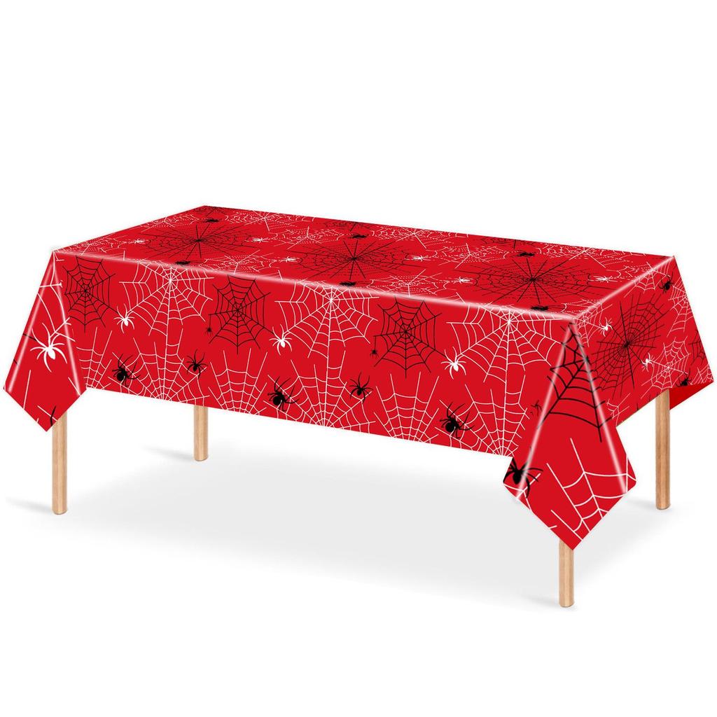 Red Spider Web Birthday Party Tableware Set – Disposable Tablecloth, Bunting, and Plates.