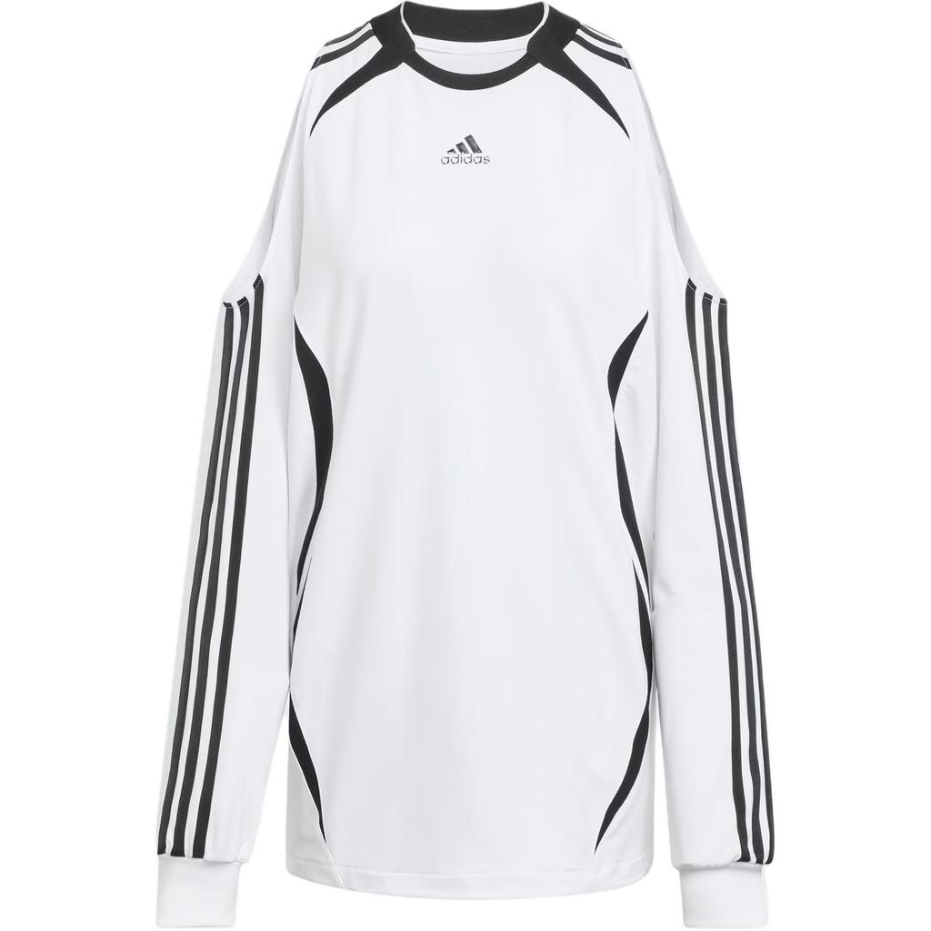 adidas Originals Adilenium Sezóna 4 Teamgeist Módní Dres Volný Ležérní Tričko s Dlouhým Rukávem Odhalující Ramena Dámské Trička KE9797