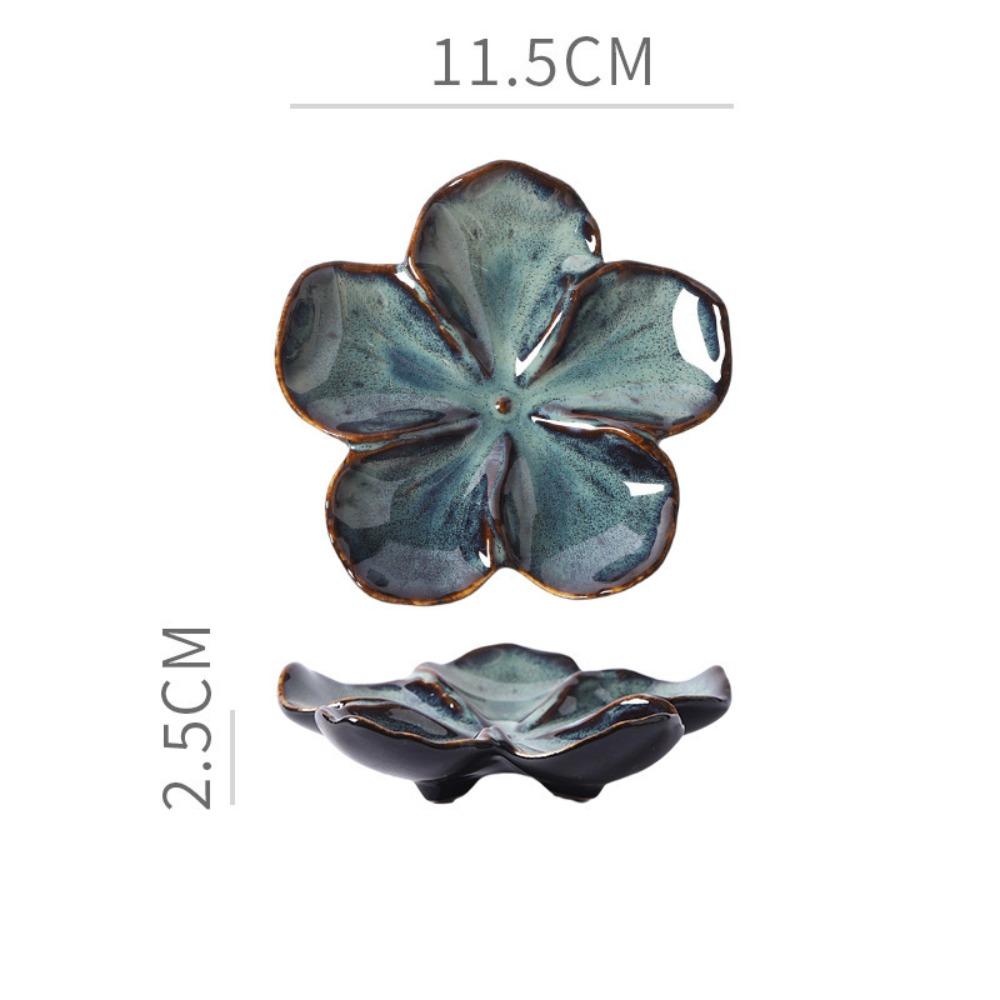 Retro Multi-color Ceramic Craft Dish Creative Decorative Flower Shaped Small Dish Dipping Sauce Dish Gifts