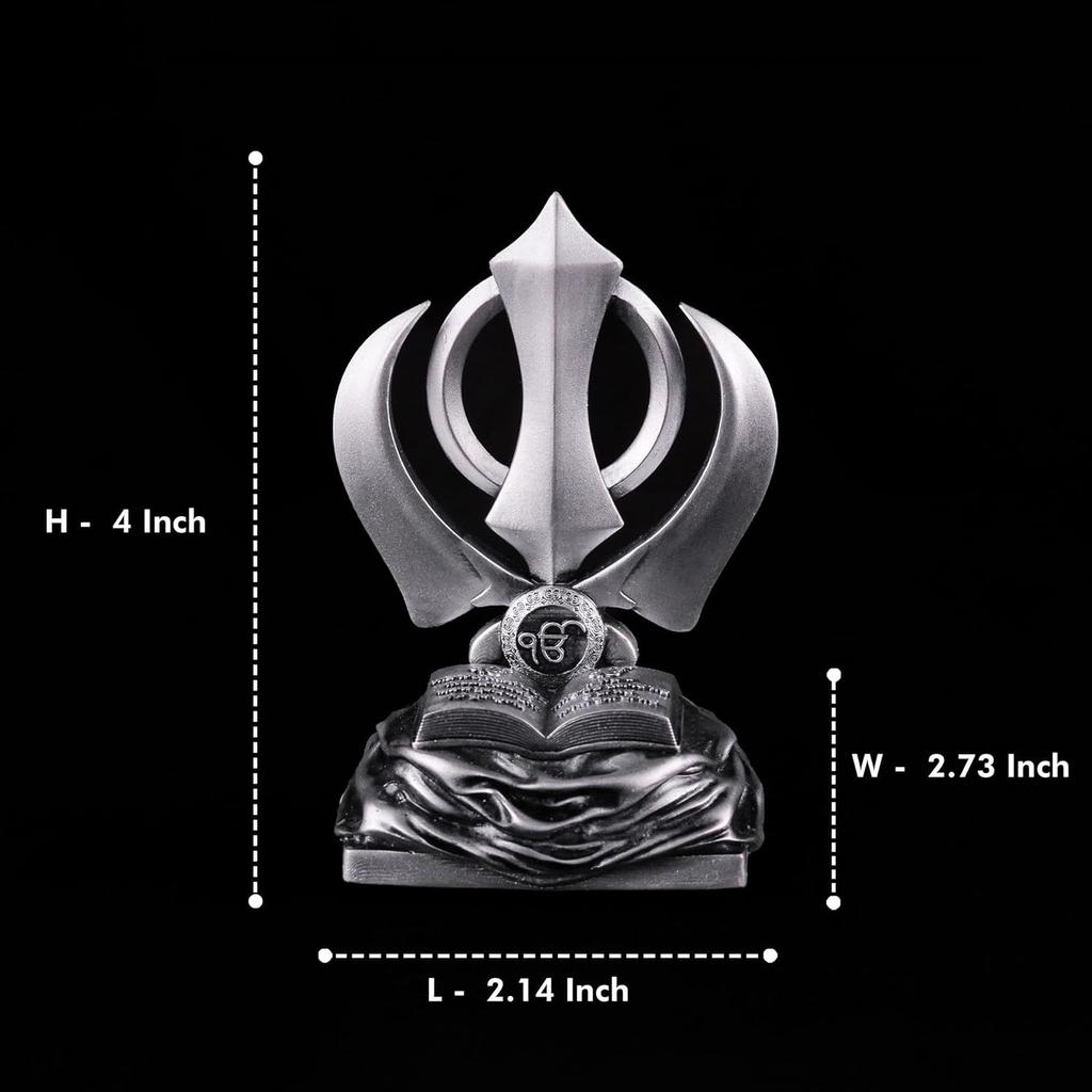 Khanda Sahib Idol Sikhisches religiöses Symbol Khanda Sahib Statue für Armaturenbrett Idol für Pooja Bürotisch Ausstellungsstück Geschenkartikel