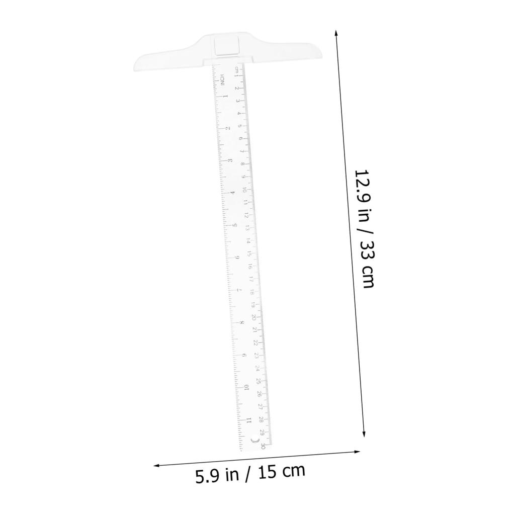 SAFIGLE 12-inch T-Square Ruler with Dual Scale, Plastic Drafting Ruler, Precision Measuring Tool for Architects, Students, and Engineers