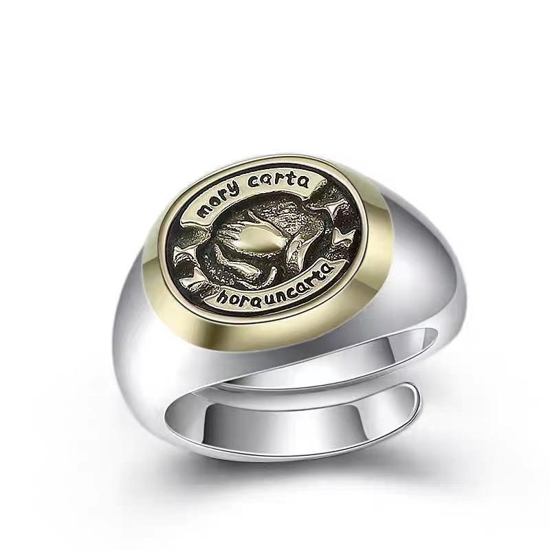 New Men's Ring Retro Praying Hands Open Prayer Creative Ring Fashion