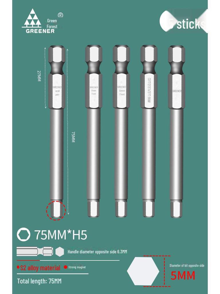 Green Forest Tungsten Steel Hex Wrench & Drill Set with Magnetic Hex Head
