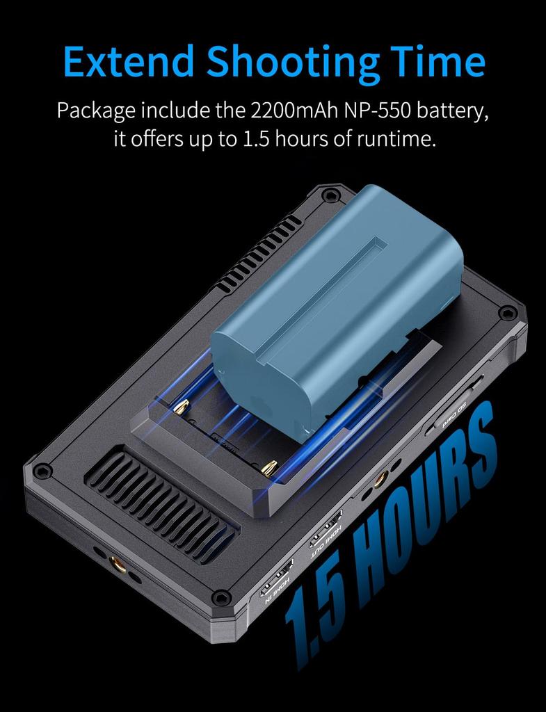 FEELWORLD PS6 5.5" OLED VerticalHorizontal Camera Field DSLR Monitor, 550nit 1080P Touchscreen, 4K 60Hz HDMI InputOutput, F550 and Case, Lightweight