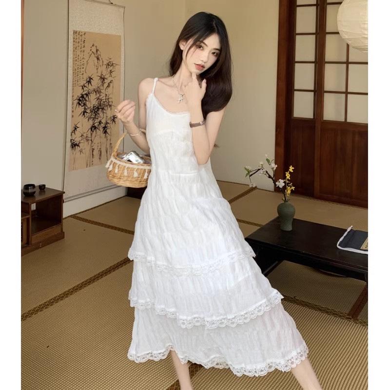 Pure Desire Elegant Summer Beach Dress: Women's Sweet, Drape Style with Suspender Straps for Seaside Vacations