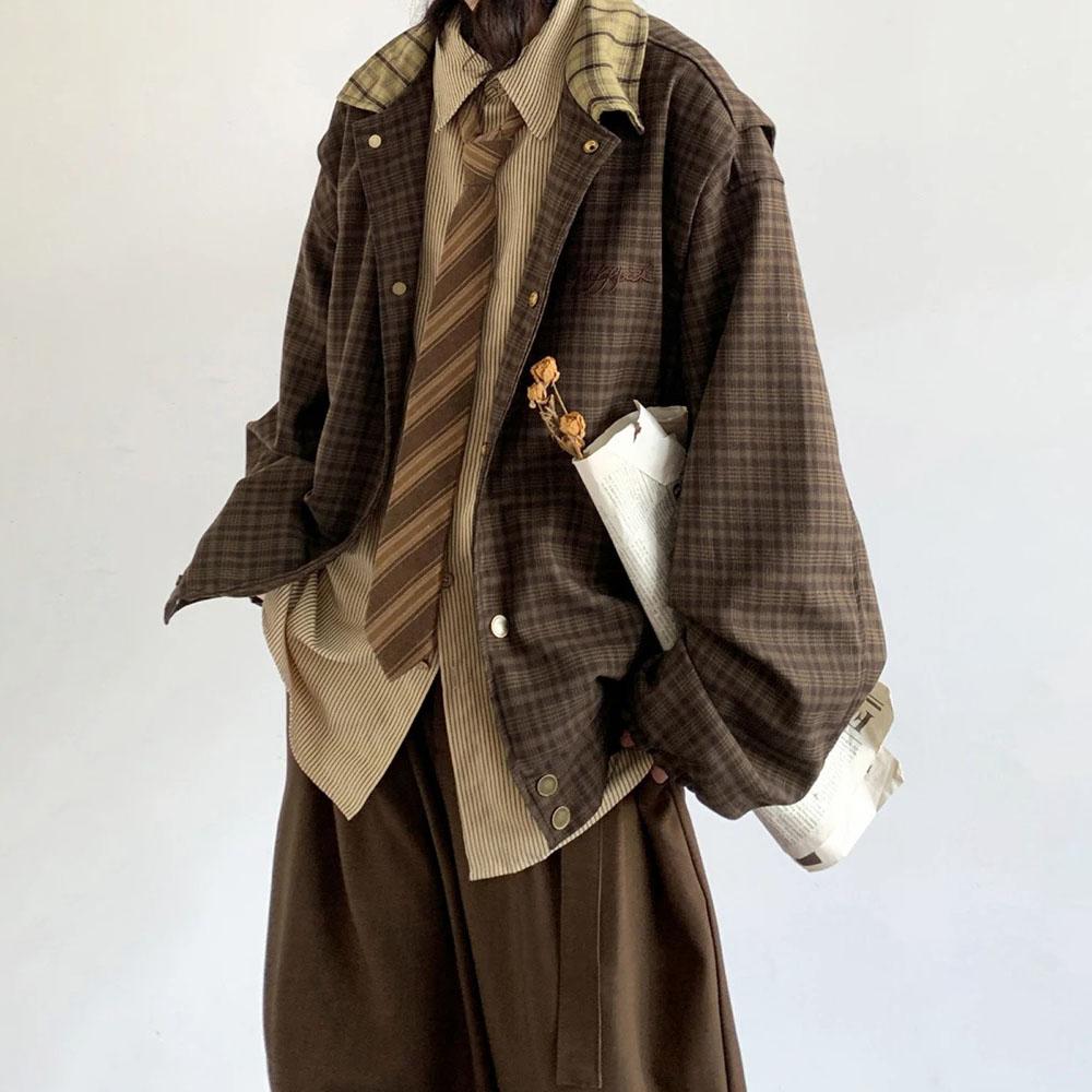 Frühling Herbst Übergroße Bunte Patchwork Männer Plaid Jacke Luxus Herren Designer Japanischen Stil Vintage Kleidung
