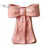 Dried Flower Holder Ceramic Bow Vase with Star, Decorative Flowers Vase, Creative French Style Arrangement for Living Room Table Centerpiece