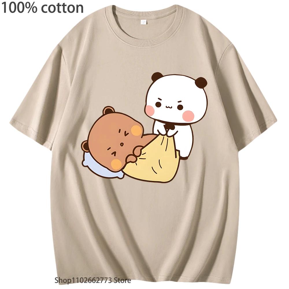 Wake Up Lazy DuDu It’s Shopping Time Tshirt Cute Bubu Panda Bear Shirts Cotton Korean Styele Top Women Clothes Men T-Shirts