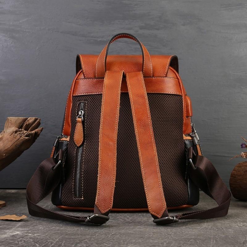 Johnature Retro Handmade Totem Embossed Genuine Leather Backpack Women Bag Large Capacity Cowhide Bagpack Travel Bags