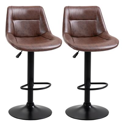 Set of 2 Bar Stools Bar Stools Bar Chairs, Height-Adjustable, Incl. Footrest, 46.5cm X 50cm X 108cm, Black + Brown