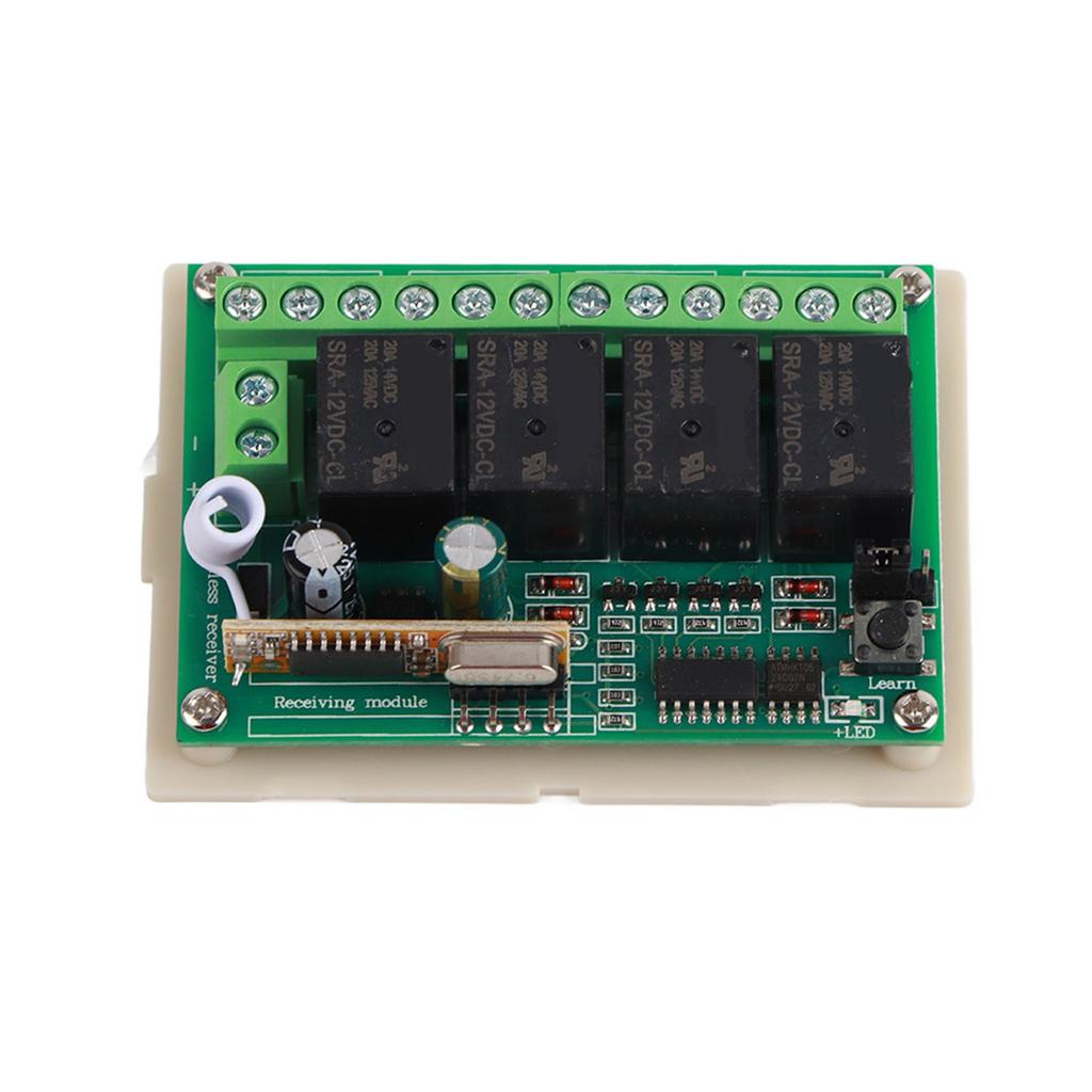 433MHz DC12V Relay 4CH Wireless Remote Control Switch with One Transmitter and One Receiver
