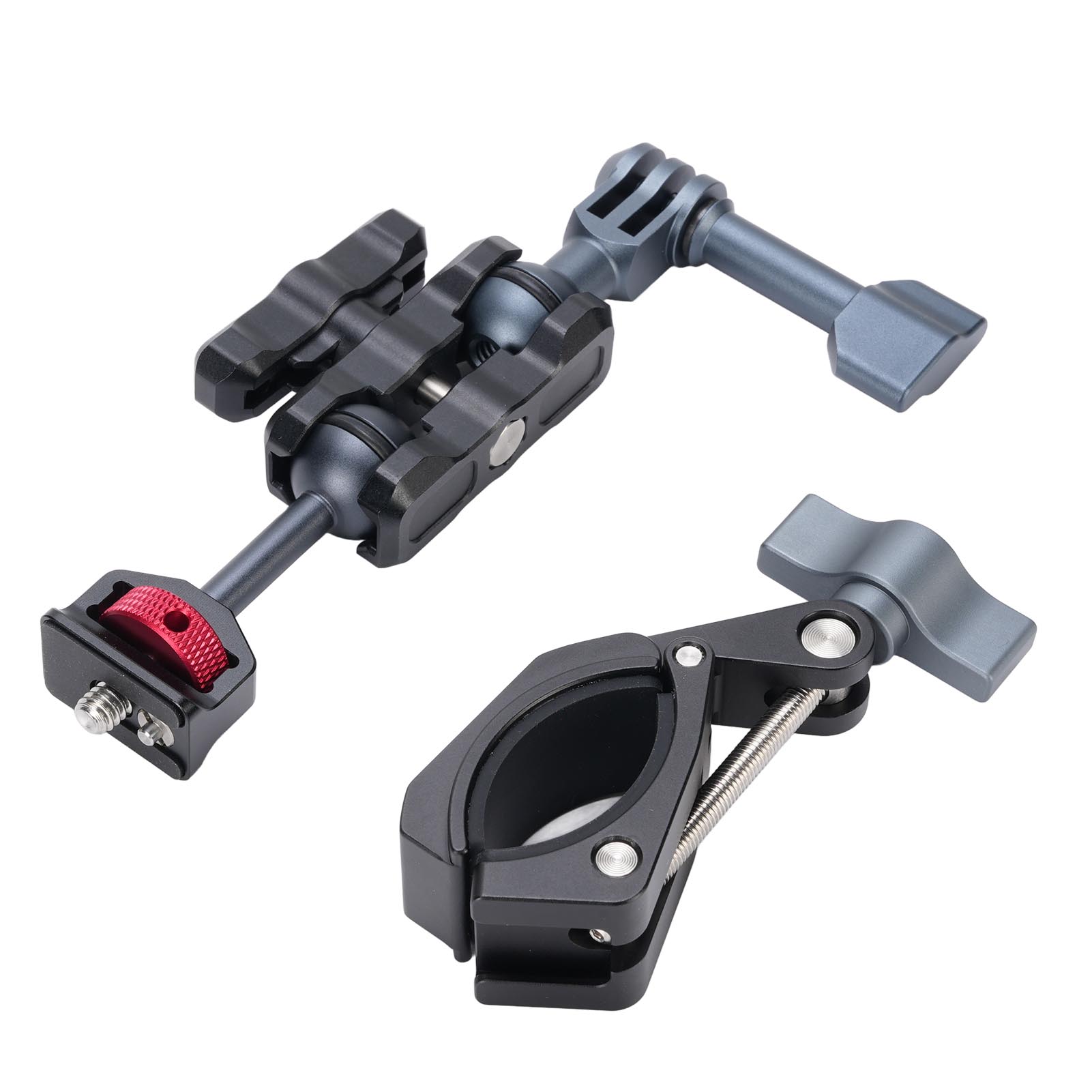 

Крепление для камеры с зажимом и двойной шаровой головкой, универсальное многоугольное регулируемое крепление для камеры на руль велосипеда