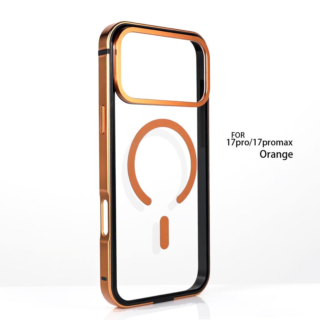 For IPhone 17 Pro High-End Metal Frame Phone Case, 17 Promax Magsafe Magnetic Charging HD Backplate Phone Protection Cases