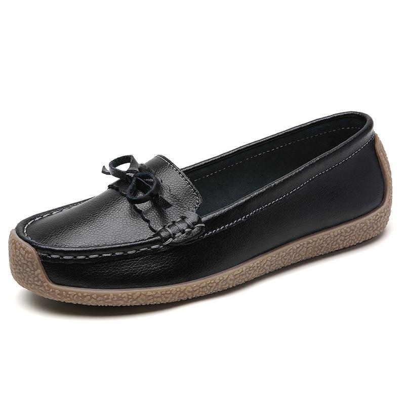 

New Genuine Leather Export Handmade Bean Bean Snail Women s Shoes Non-slip Wear-resistant Flat Sole Comfortable Loafers Women 41