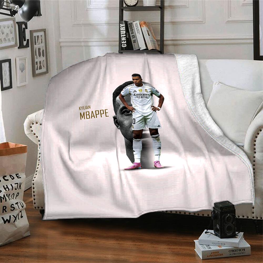 Star Player Kylian Mbappé Blanket Durable Comfort Perfect for Chair Picnics Office for All Occasions Playful Design