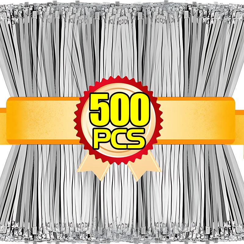 

500/20Pcs Stainless Steel Cable Ties Metal Zip Ties Strap for Exhaust Wrap Multi-Purpose Heavy Duty Self-locking Fastening Ring 20PCS