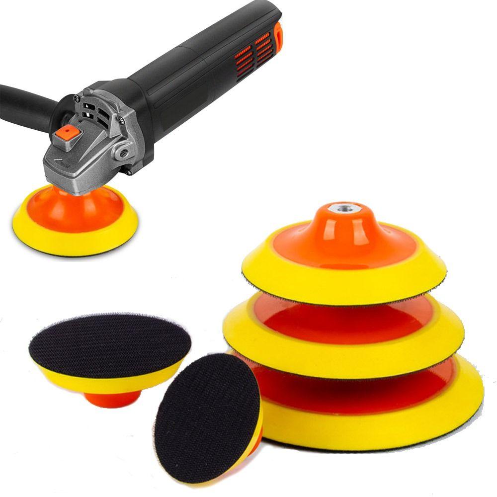 Durable 100mm/125mm Plate Backing Pad 10mm/14mm Thread PU Sponge polishing disc Sponge Flocking Grinding Polishing Tool