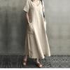 Creative Style Summer Bohemian Chinese Style Retro Women's Cotton Linen V-Neck Loose A-Line Dress