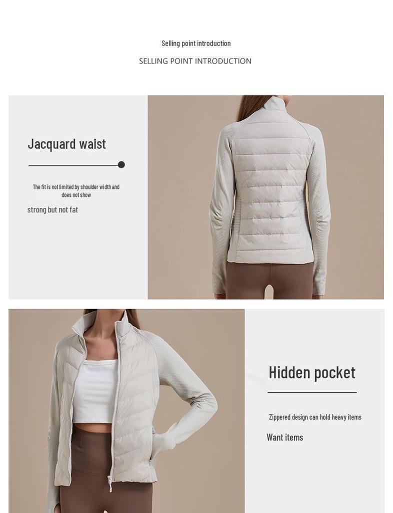 Sporty Warm Windproof Slim-Fit Down Jacket with Fleece Lining