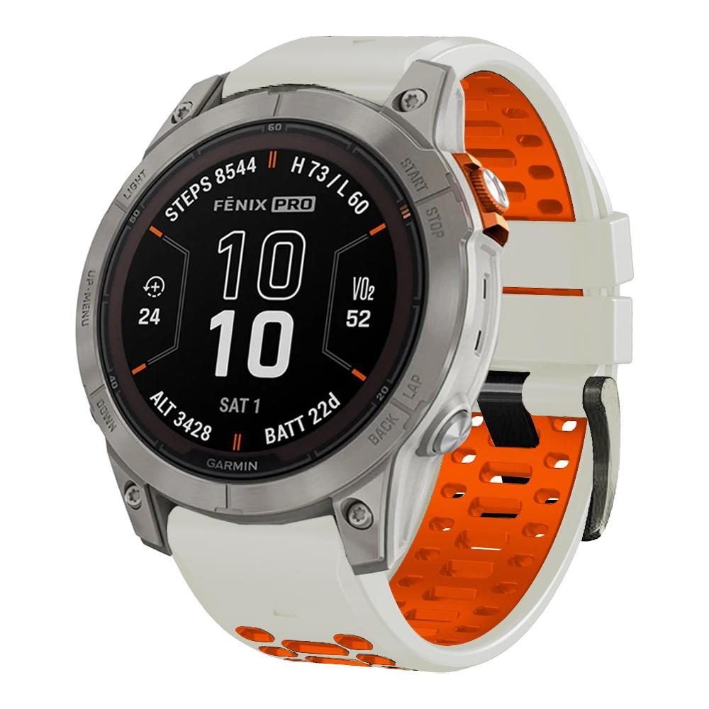 

Sport Two-Tone Breathable Silicone Strap For Garmin Fenix 7X 7 Pro 6X 6 5 5X Plus/Epix 2 47mm 51mm QuickFit 26mm 22mm Watch Band QuickFit 22mm
