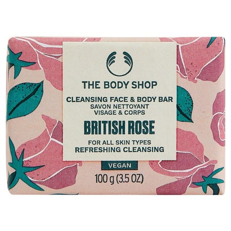 The Body Shop Cleansing Face & Body Bar Soap British Rose, 1 Pcs