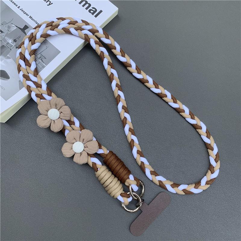 

120cm Creative Flower Mobile Phone Hanging Lanyard Long Crossbody Phone Rope Strap Double Buckle Cellphone Chain Camera Rope