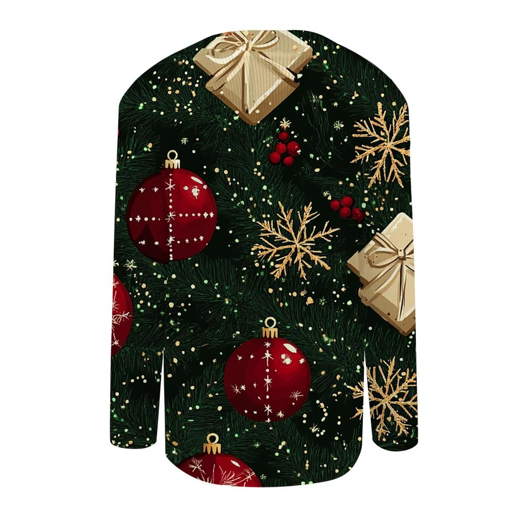 Women's Fashion Print Long Sleeve Knitted Cardigan Button Up Jacket