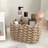 2pcs Woven Cotton Rope Woven Storage Box Basket Desktop Organizer Sundries Toys Comestics Keys Snacks Sundries Organizer