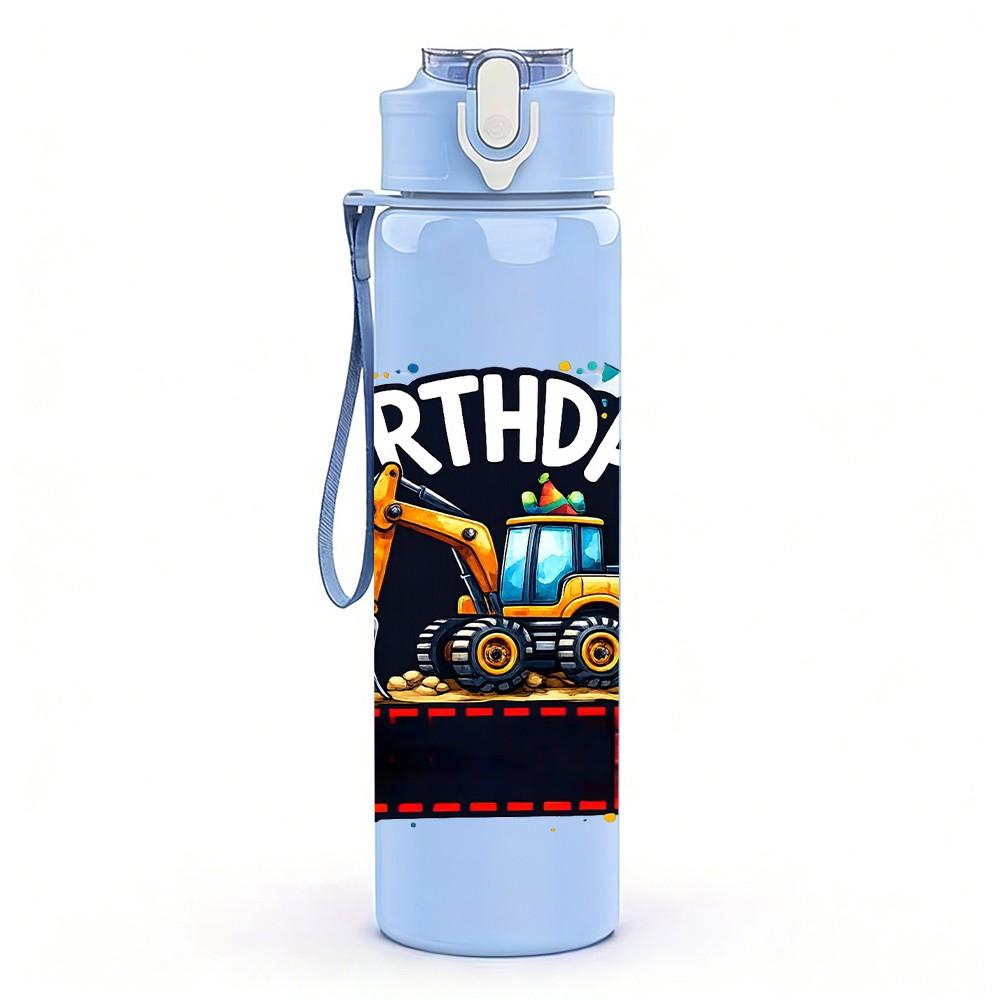 1PC Monster Truck Birthday Boy Print 750ml Color Plastic Sports Water Bottle Leakproof Flip Straw Lid Suitable for Sports Office Home Use