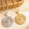 Fashionable and Atmospheric Hollow Sun Pendant Accessories Retro Chain Compass Necklace
