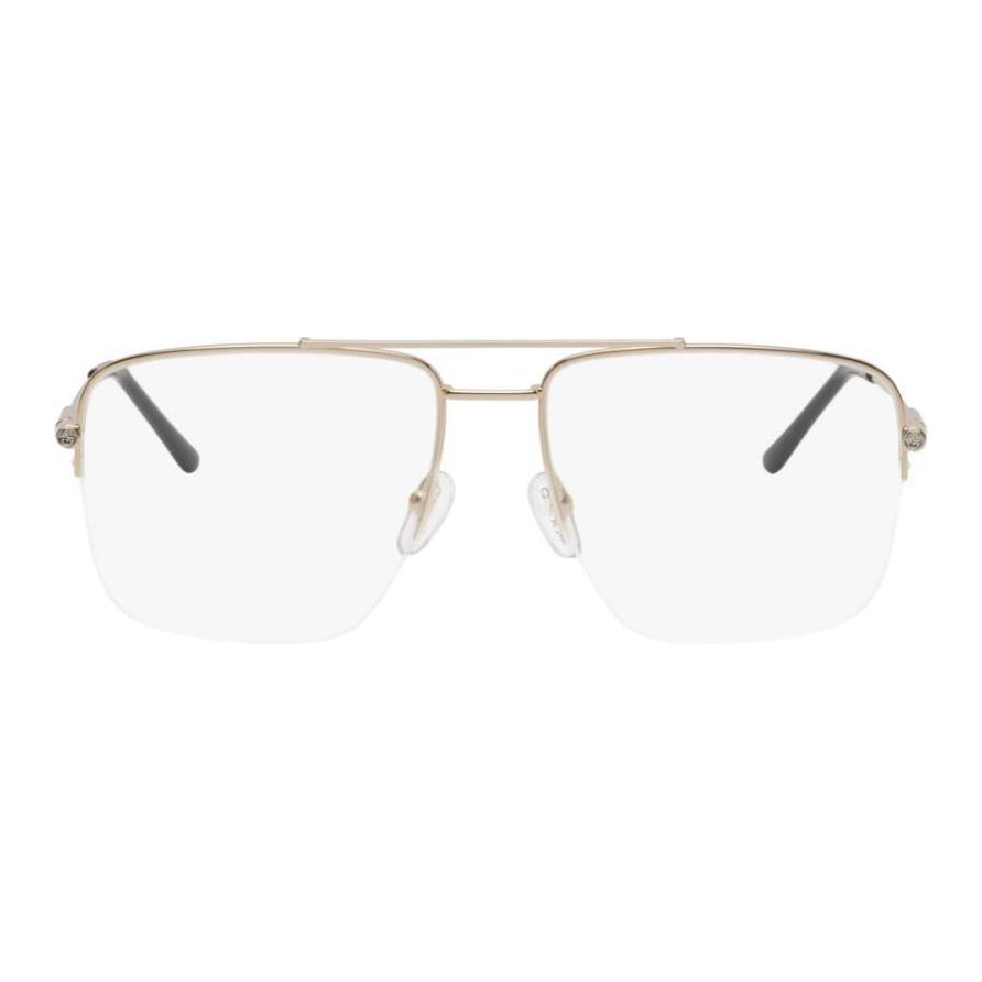 GUCCI Brand Logo Metal Aviator Sunglasses Unisex Couple Gold