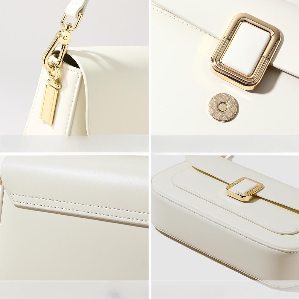 French Underarm Bag Genuine Leather Women's Bag Niche High-end Style Bag Single-shoulder Crossbody Small Square Bag