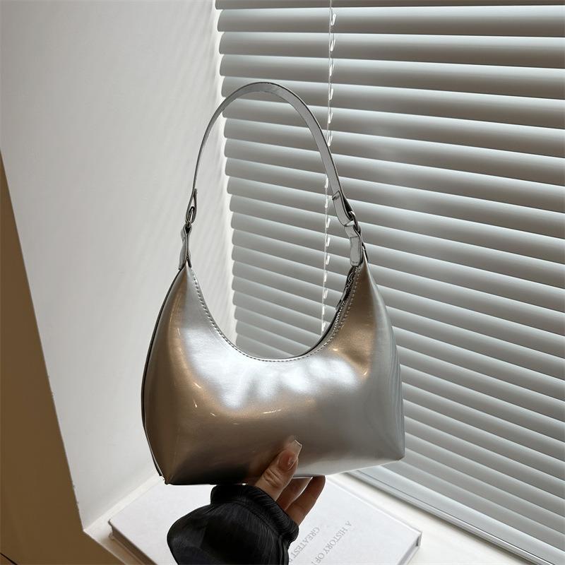 Premium texture underarm bag personalized retro glossy crescent bag trendy versatile shoulder bag women