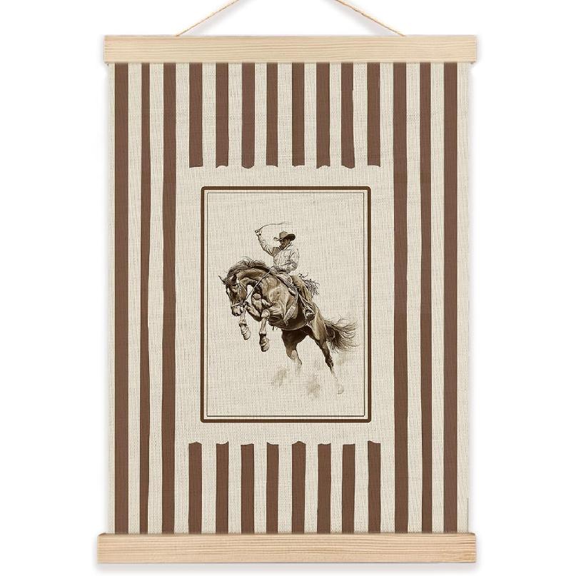LZYRF Vintage Western Cowboy Wall Art Poster Framed, Western Room Decor, Rustic Country Wild West Horse Rodeo Cowboy Canvas Prints Wall Decor for