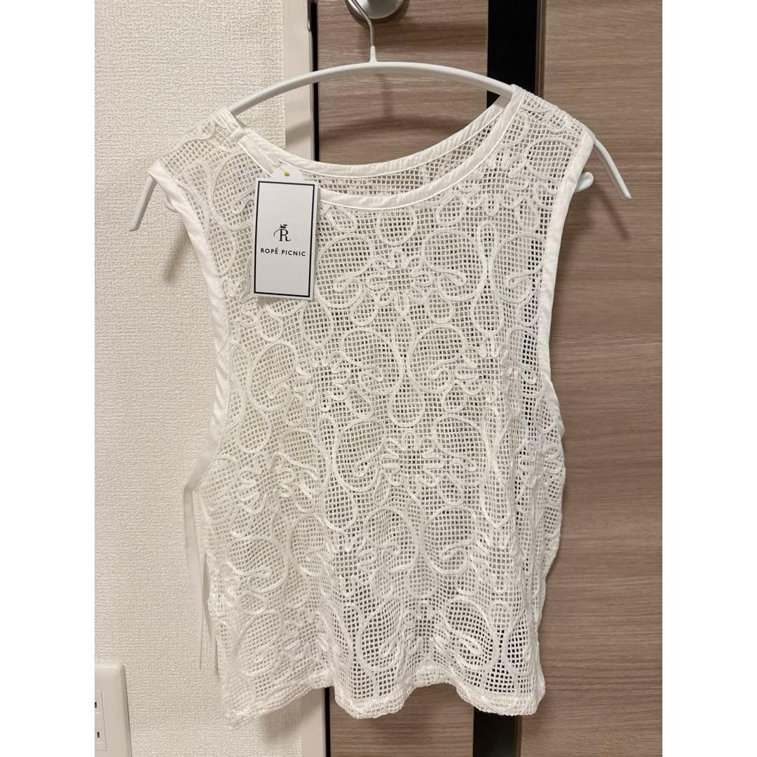 ROPE  PICNIC Sleeveless Lace Vest White