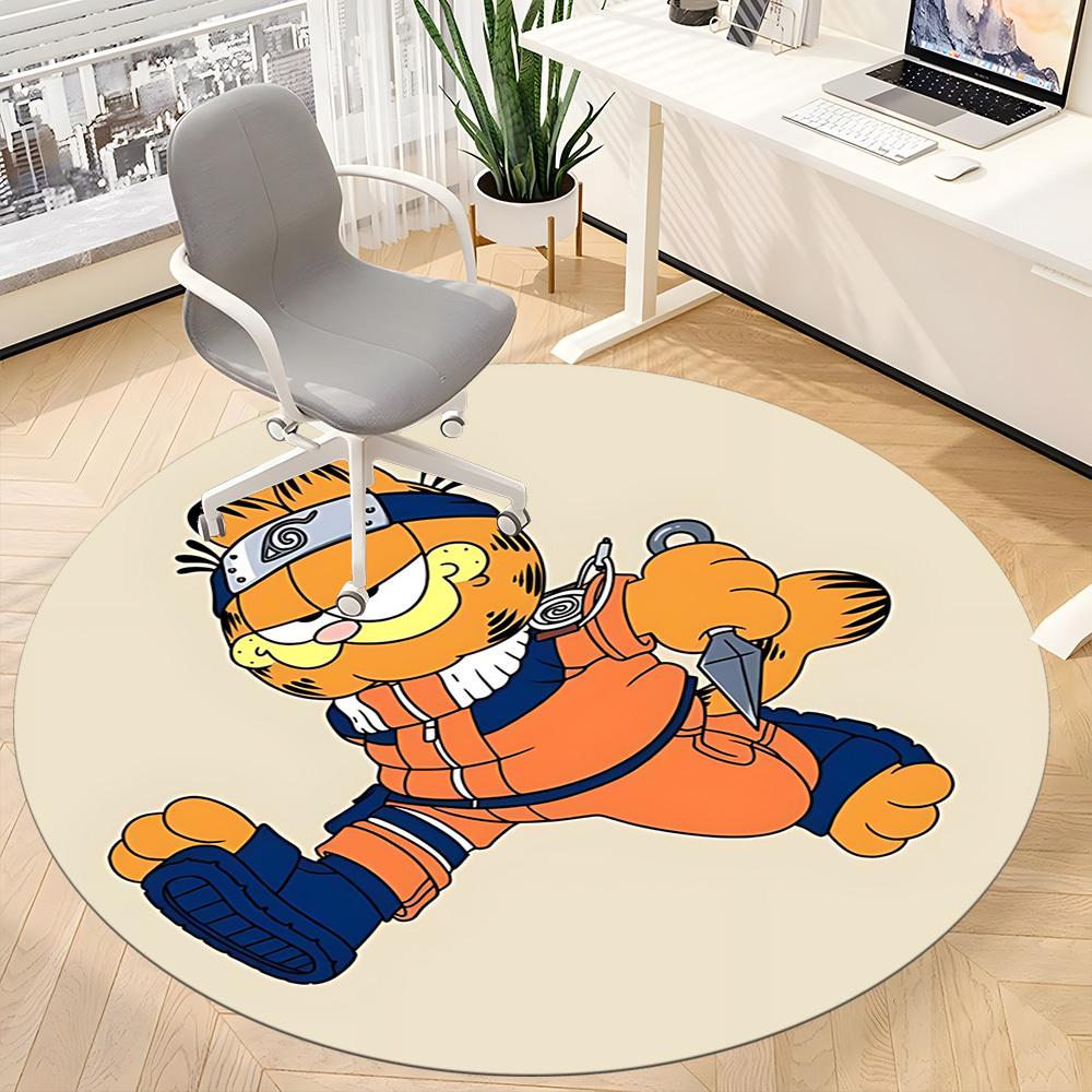 1pc Garfield, Ninja Chair Carpet for Office Non-Slip, Soft & Comfortable, Carpet for Office, Gaming, Lightweight Round Floor Mat Yy251021034